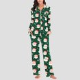thumbnail image 5 of Women Christmas Pajama Set Long Sleeve Fleece Sleepwear Two Piece Pjs Winter Loungewear Snowman Print Nightwear, 5 of 7