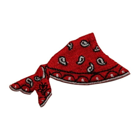 - ID 7692 Red Mexican Bandana Patch Handkerchief Rag Embroidered Iron On Applique