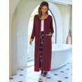 thumbnail image 4 of Ekouaer Women Long House Coat Zipper Front Robes Full Length Nightgowns with Pockets Striped Loungewear, 4 of 5
