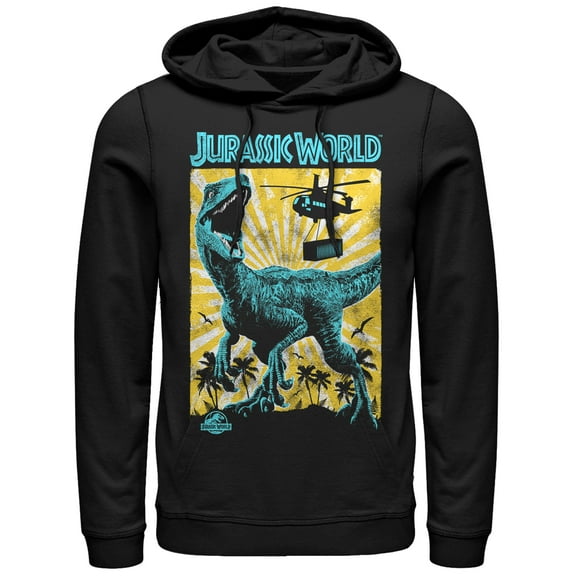Men's Jurassic World: Fallen Kingdom Helicopter Capture Pull Over Hoodie Black Medium