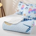thumbnail image 4 of meiyoeat Ocean Axolotl M Letter Twin Quilt Set for Girls, Blue Seashell Starfish Twin Coverlet Set, 2pcs, 1 Comforter and 1 Pillowcase, 4 of 7