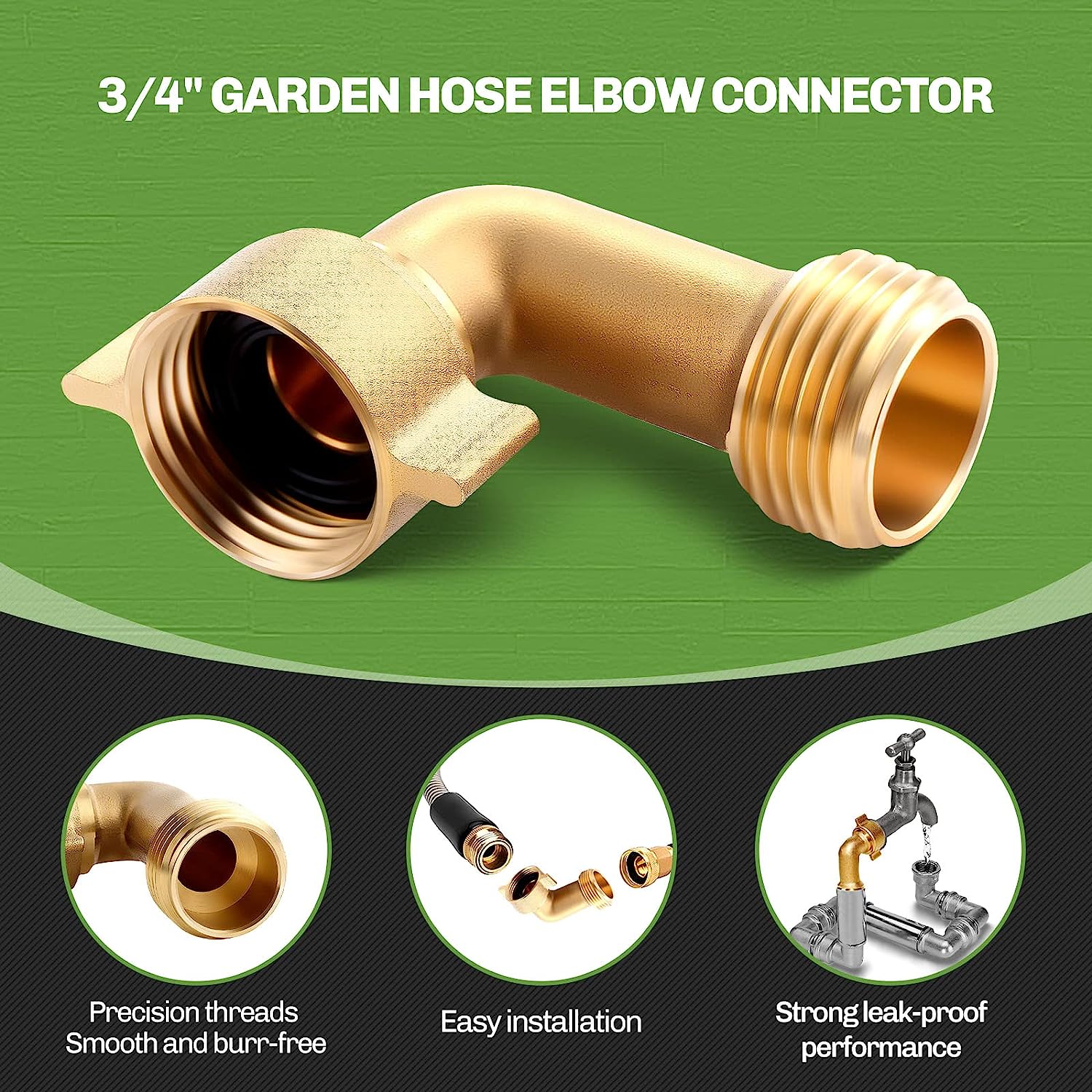 HRTGFD-Litorange Garden Hose Elbow Connector 90 Degree Brass Hose Elbow Fitting Quick Swivel Connect Adapter Thread Size 3/4" + 2 Pressure Washers