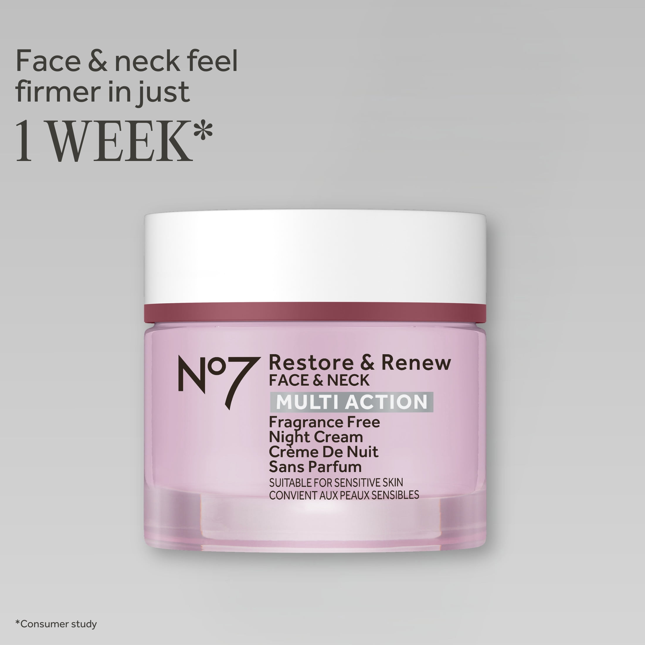 No7 Restore & Renew Face & Neck Multi Action Fragrance Free Night Cream 1.69 fl oz