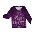 thumbnail image 6 of Yuaguia Family Matching Christmas Pajamas, Merry Christmas Letter Purple Sparkle Print Long Sleeve Top and Matching Lounge Pants Sleepwear Set, Kids 4 Years, 6 of 7