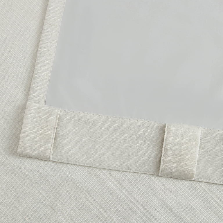 SUN+BLK Ivory 100% Blackout Linen Curtain Set, 2 Panel photo 6