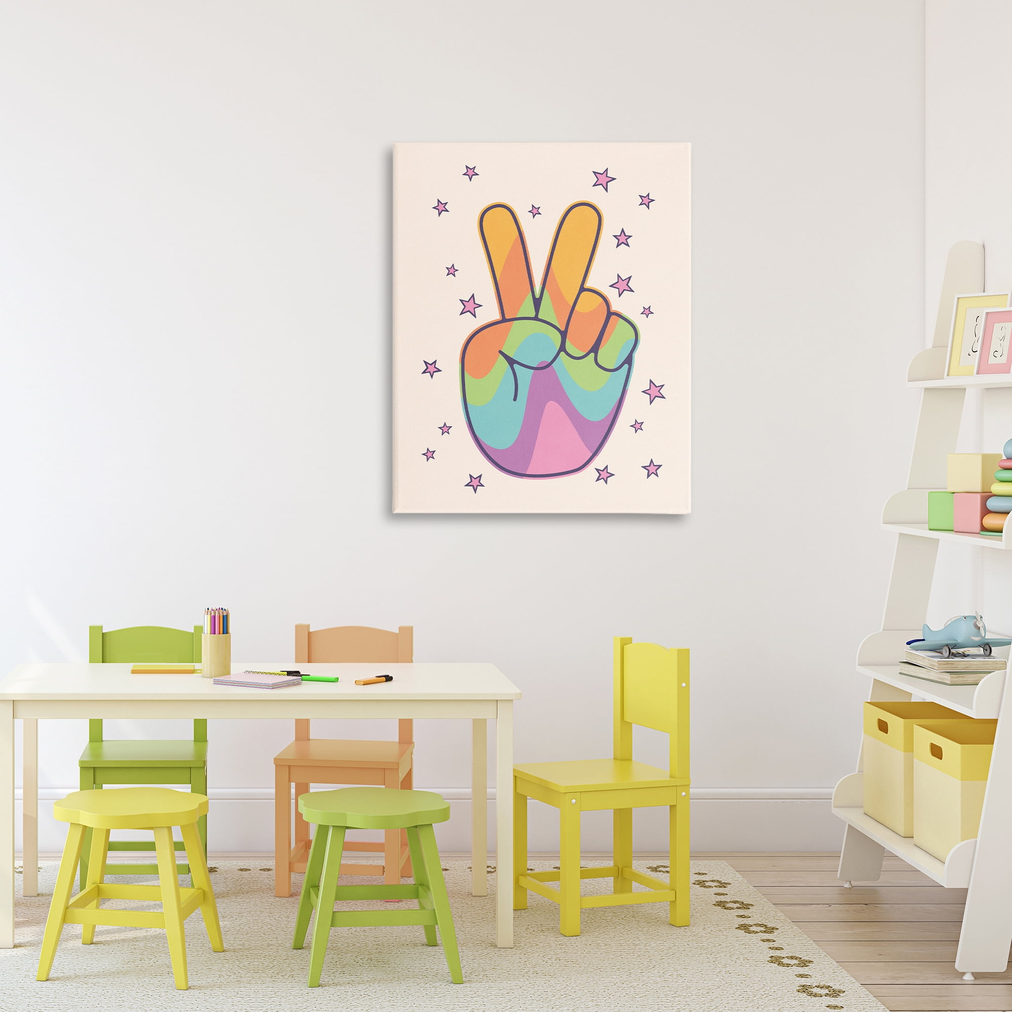 Stupell Industries Peace Sign Retro Rainbow Canvas Wall Art, design by LSR Design Studio