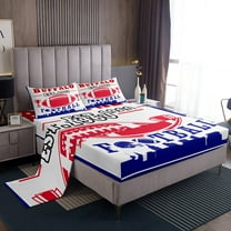 Erosebridal Football Print Sheet Set Twin,Blue Red Bedding Sets Twin Size,Teenager Bedroom Decor(Buffalo),3pcs