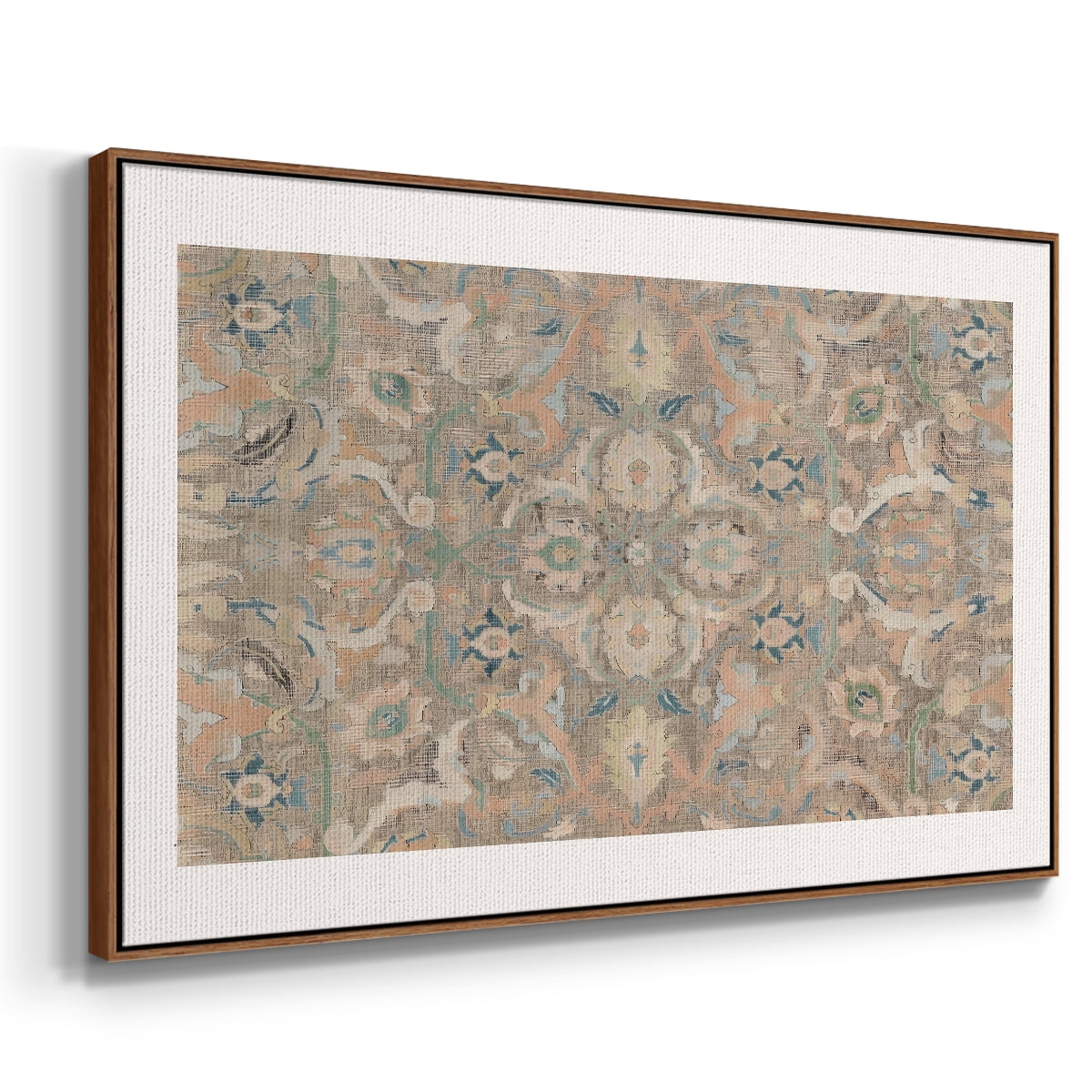 Vintage Abstract Print-II Framed in Walnut Wood Gallery Wrapped Canvas 17 in. x 25 in.