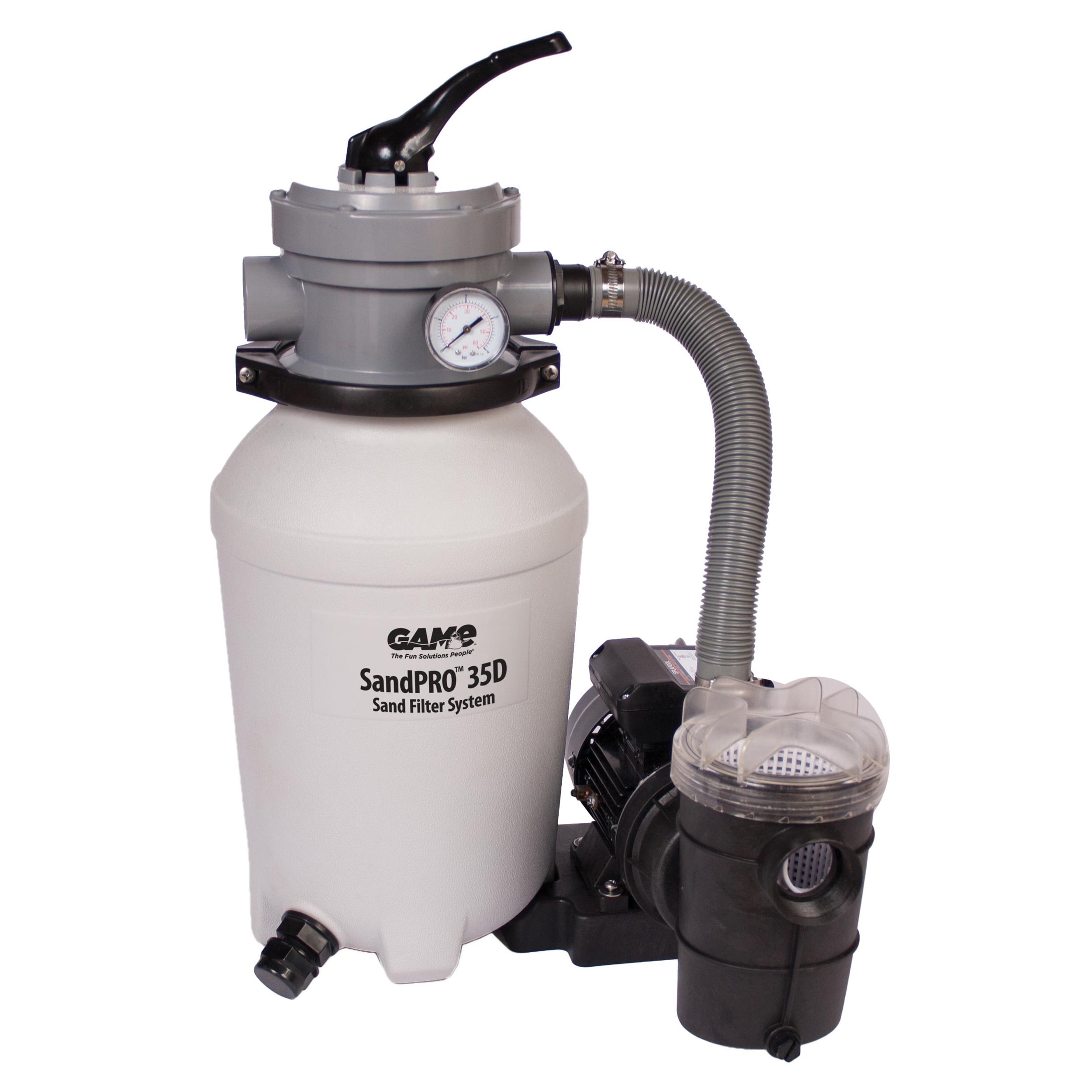 vacuuming above ground pool with sand filter