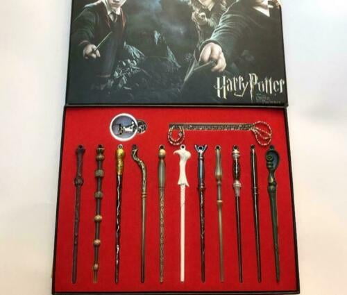 15PC Harry Potter Magic Wand Hermione Dumbledore Sirius Voldemort Pendant In Box 