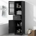 thumbnail image 6 of Tcbosik 63.8 inch Freestanding Bathroom Storage Cabinet, Tall Slim Floor Cabinet with Drawer, Acrylic Door and Adjustable Shelf for Living Room, Kitchen, Black, 6 of 10