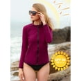 thumbnail image 7 of Alove Women's Solid Zipper Front Rash Guard Long Sleeve Swimsuit Shirt Top UPF 50+, 7 of 7