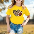 thumbnail image 2 of Trendfront Little Girls Sporty Tops Leopard Cheetah Heart Rugby Football Vintage Print Casual Crewneck Short Sleeve T-Shirt Everyday Active Fitness Gear Tee, 2 of 4