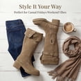 thumbnail image 2 of BLISSFUL STEP Women's Over Knee Thick Platform Shoes Side Zipper Winter Thigh High Boots Khaki 5, 2 of 5