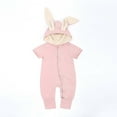 thumbnail image 2 of UAMVSH Baby Bodysuits for Spring Fall Ear Toddler Boys Girls Zipper Hooded Rompers Infant Solid Color Casual Jumpsuit Clothes(6-9 Months,Pink), 2 of 7