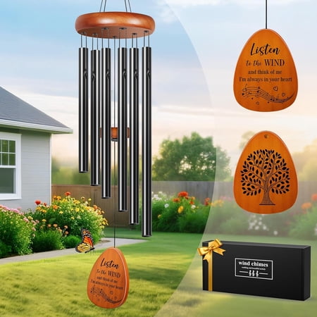 Memorial Sympathy Wind Chimes for Loss of Loved One, Wind Chimes for Outside, Bereavement Sympathy Memorial Gifts for Loss of Mom Dad Husband Condolence Remembrance, Garden Patio Balcony Decor