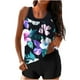 thumbnail image 2 of Trajes de baño tankini para mujer Trajes de baño de dos piezas con espalda de tiras y estampado conservador para mujer Traje de baño de dos piezas para mujer, 2 of 5