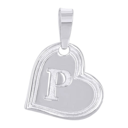 925 Sterling Silver Womens Love Heart Initial Alphabet P Charm Pendant for Women