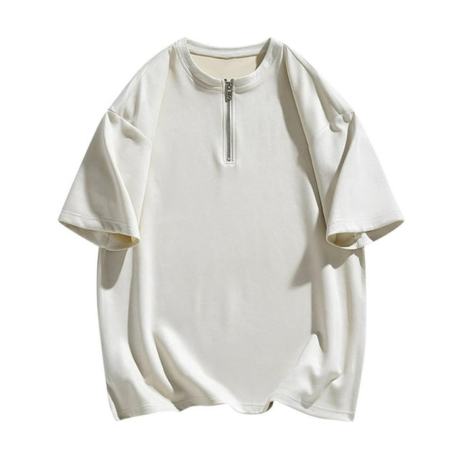 Playera Elvqul para Hombre sin Estampado Playa Solapa Manga Corta Deportivas Blanco