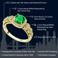 thumbnail image 3 of Gem Stone King 18K Yellow Gold Plated Silver Green Simulated Emerald Women Engagement Ring (1.09 Cttw, Round 6MM, Available in Size 5, 6, 7, 8, 9), 3 of 6