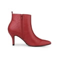 thumbnail image 3 of BLISSFUL STEP Women's Pointed Toe Side Zip Stiletto Heel Ankle Boots Red 7, 3 of 7