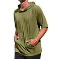 thumbnail image 2 of LANGWYQU Short Sleeved Men Solid Color Casual Hooded Tops Male Knit Hoodies, 2 of 5