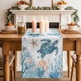 thumbnail image 2 of Table Runner 70 Inches Long for Kitchen Dining, Blue Turtle Coastal Dresser Scarf Farmhouse, Dining Table Decorations for Wedding/Parties, Octopus Summer Beach Coral Starfish 13 x 70 In, 2 of 8