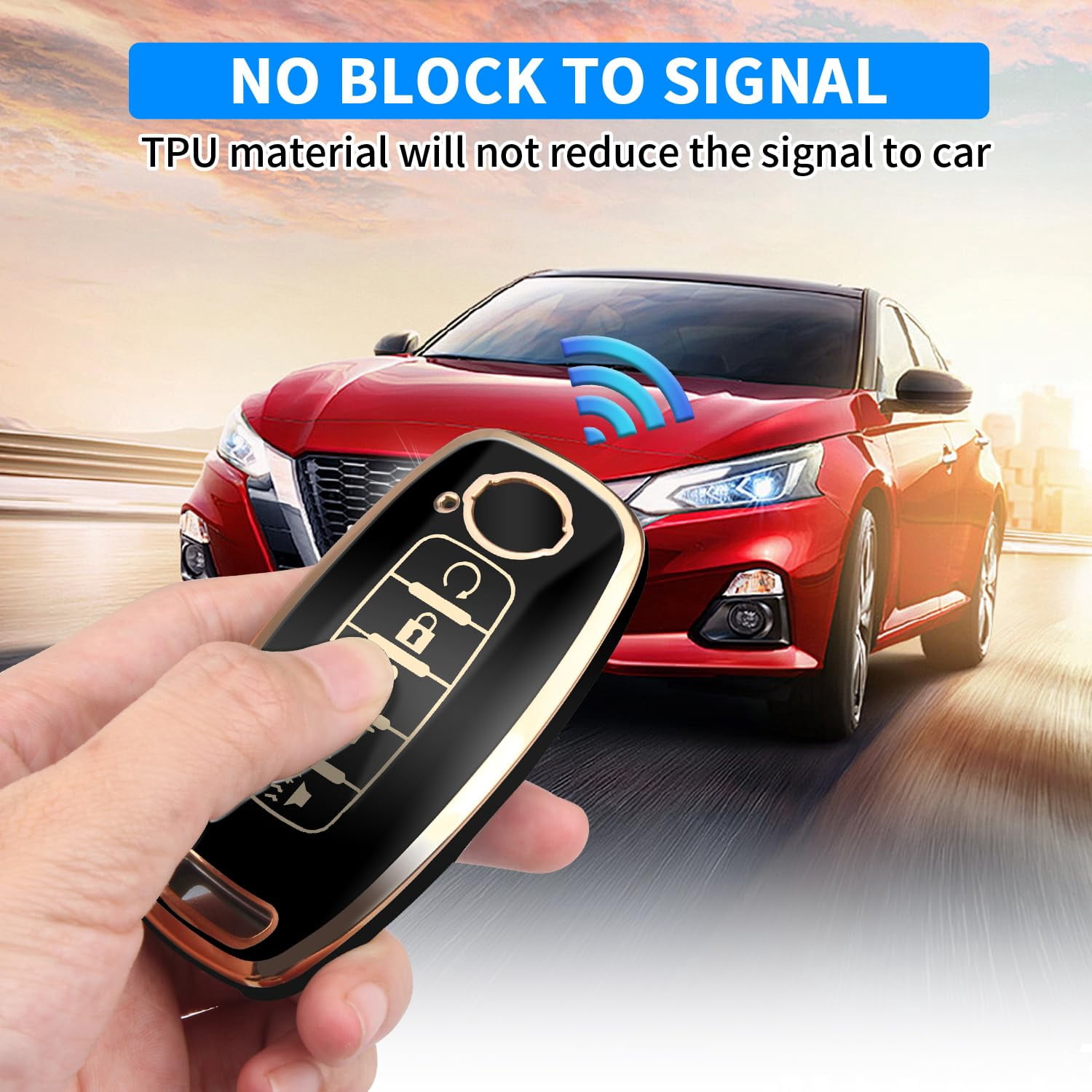 Key Fob Cover for Nissan,Car Key Fob Protector 5 Buttons Key Case Protection Compatible with 2023 2024 Pathfinder Rogue Metal Keychain Remote Key Accessories Protector
