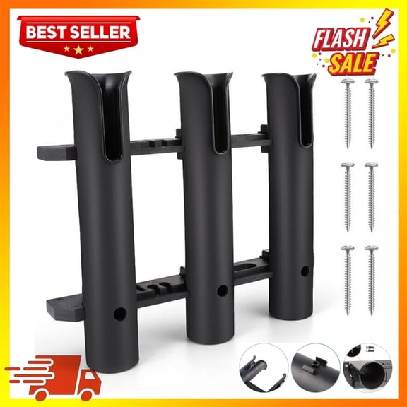 3 Tube Removable Rod Holder - Marine Side Mount w/ Screws for Kayak, Jon Boat, Fishing Accessory USA