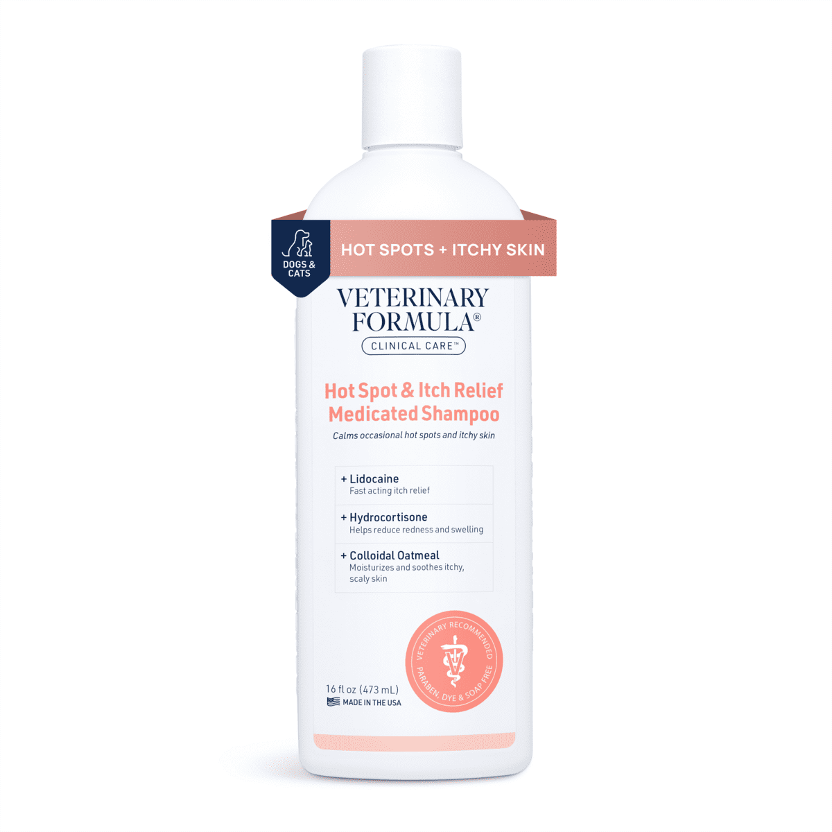 Veterinary Formula Clinical Care Hot Spot and Itch Relief Medicated Shampoo for Dogs and Cats, 16 fl oz