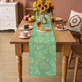 thumbnail image 2 of Ocean Conch Shell Table Runner 70 Inches, Coastal Seahorse Coral Bows Vintage Green Bed Runner Dresser Scarves Tabletop for Indoor Outdoor Parties/Ceremony/Banquet, 13" x 70", 2 of 9