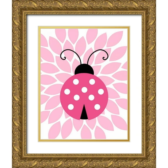 Robinson, Tamara 12x14 Gold Ornate Wood Framed with Double Matting Museum Art Print Titled - Pink Ladybug I