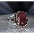thumbnail image 3 of Roarsilver Passionate Beauty: 925 Sterling Silver Ring with Red Zircon Stone and Basket Weave Pattern | 12.5, 3 of 5