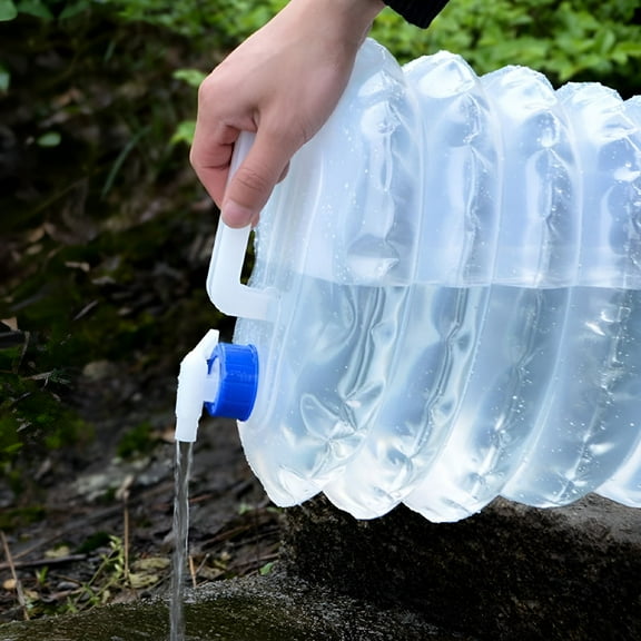 GJX 5/10/15L Accordion Jerrycans, Collapsible Water Container, Drinking Water Carrier Jug with Spigot, Food Grade PET, Camping, Hiking, Backpacking, Outdoor