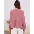 thumbnail image 4 of DARING DIVA Women's Maternity Empire Waist Babydoll Lantern Sleeve Blouse 2XL Pink, 4 of 8