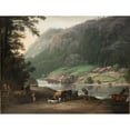 thumbnail image 3 of Erik Pauelsen 14x12 Black Modern Framed Museum Art Print Titled - Tistedalen at Frederikshald in Norway (1788), 3 of 5