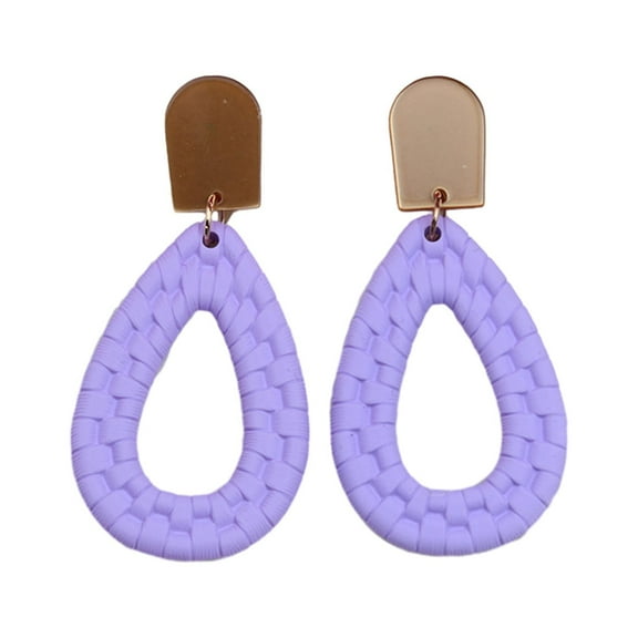 Mightlink 1 Pair Hollow Braided Waterdrop Shape Dangle Earrings Handmade Stud Drop Earrings Exaggerated Summer Beach Statement Hoop Earrings