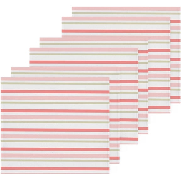 Coolnut 6 PCS Cute Pink Stripes Washcloths, 12 X 12 Inches Cotton Wash Cloths, Highly Absorbent and Soft Face Towels for Bathroom,Gym,Hotel and Spa