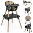 thumbnail image 1 of Babyjoy 4 in 1 Baby High Chair Convertible Toddler Table Chair Set with PU Cushion Brown, 1 of 8