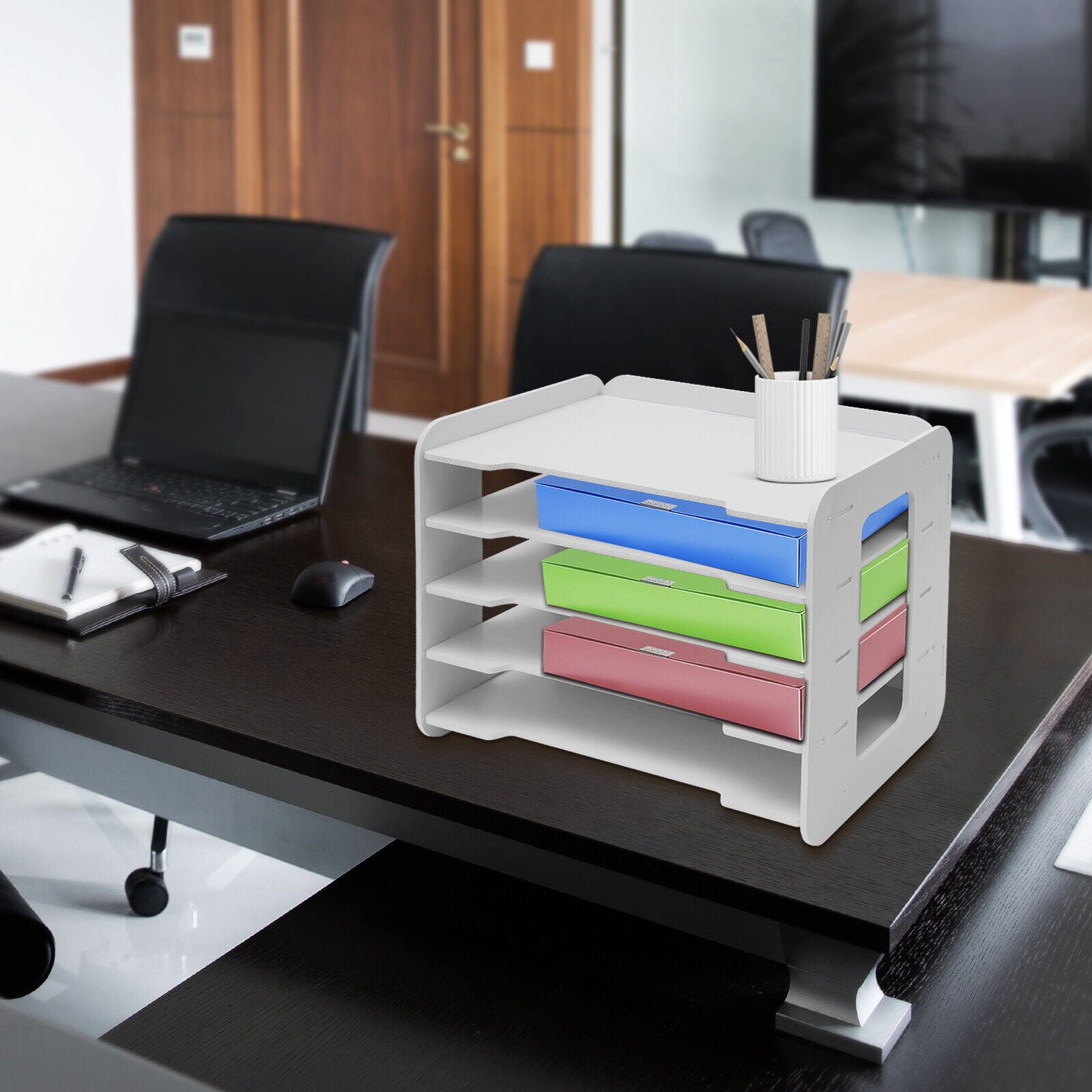 Stackable Letter Tray Office Desk Paper Document Organizer File Trays 5-Layers