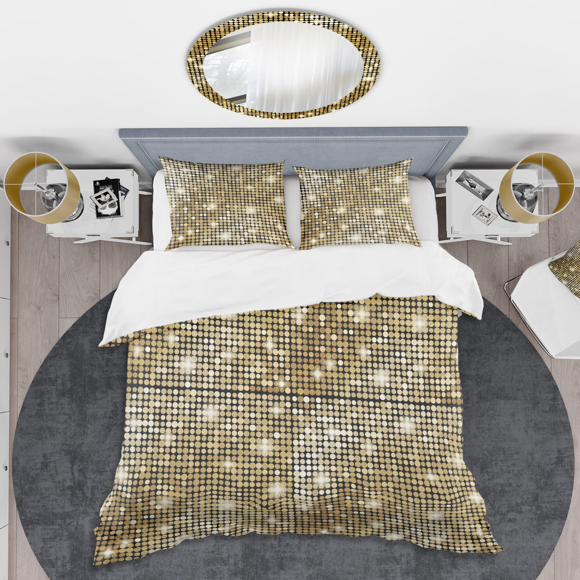 Designart 'Abstract Gold Mosaic' Mid-Century Modern Duvet Cover Set