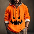thumbnail image 2 of Chemise Décontractée Imprimée Halloween pour Hommes Col Rond Boutonnée Design Taches de Sang Manches Longues Grande Taille Haut Confortable Élégant, 2 of 5
