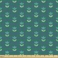 thumbnail image 2 of Floral Fabric by the Yard, Symmetric Minimal Style Tulip Flowers Repetition, Decorative Upholstery Fabric for Sofas and Home Accents, Petrol Blue Teal by Ambesonne, 2 of 5