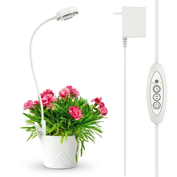 SANSI 10W Full Spectrum LED Grow Light, White Indoor Plant Lamp with Timer, 4-Level Dimmable, 1-Pack