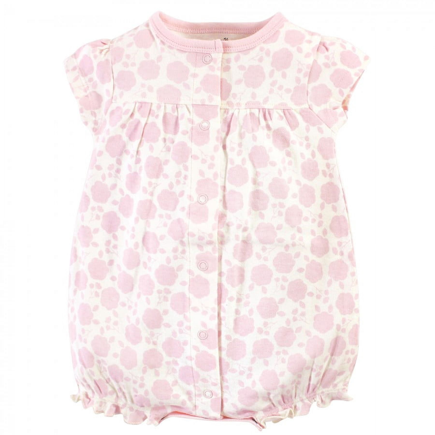 Touched by Nature Baby Girl Organic Cotton Rompers 3pk, Pink Rose, 12-18 Months