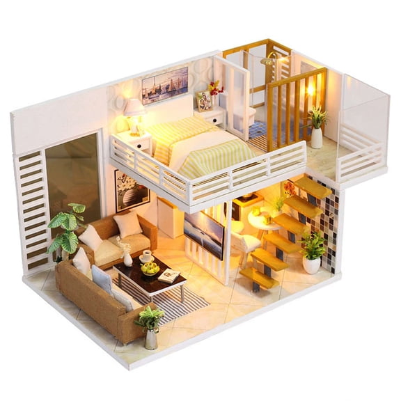 124 Scale Tiny DIY Miniature Dollhouse Kit with Furniture for Adults