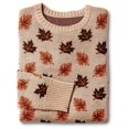 Vibrant Leaf Pattern Crew Neck Sweater Soft, Cozy, and Warm Long