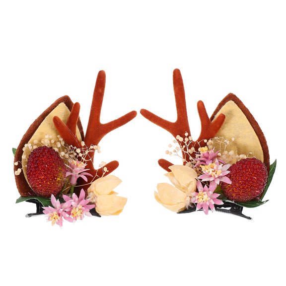 Luxshiny 2Pcs Imitation Deer Ear Hairpins Christmas Hair Ornaments Lightweight Party Decor