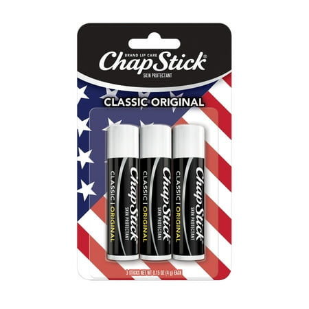 ChapStick Classic (3 Sticks) Original Flavor Skin Protectant Flavored Lip Balm Tube 0.15 Ounce Each