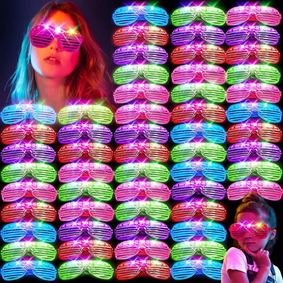 HONLYNE105 PCS Lunettes LED, Lunettes Lumineuses pour Enfants Adultes, Lunettes de Soleil Néon Clignotantes Fournitures de Fête Lunettes Lumineuses pour Mariage Anniversaire Nouvel An Rave Carnaval